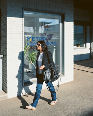 Andrea Ceballos on her way to the office