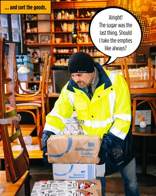 He always checks everything personally with the customer and sorts the goods.