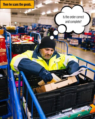 Is the order correct and complete? Markus is checking the products.