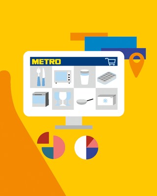 Illustrazione di un computer con il sito web di METRO aperto