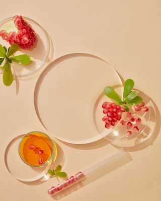 Test glasses with fruit in them
