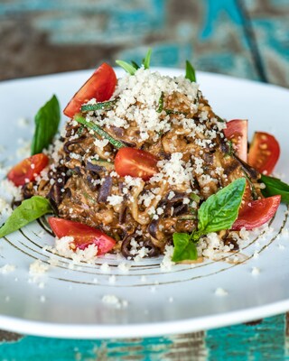 Courgette-Spaghetti Bolognese with Brazil Nut Parmesan