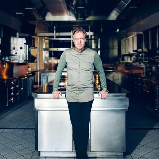 Sven Elverfeld in his restaurant's kitchen