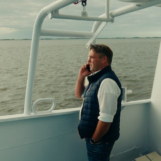 Thomas Bonk on a boat - his way to work