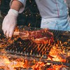 A steak is being grilled
